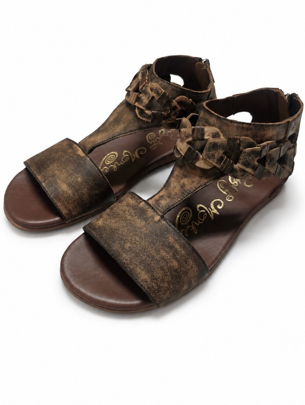 Naughty Monkey Women’s Distressed Brown Braided Flat Sandals Size 8 NWOB